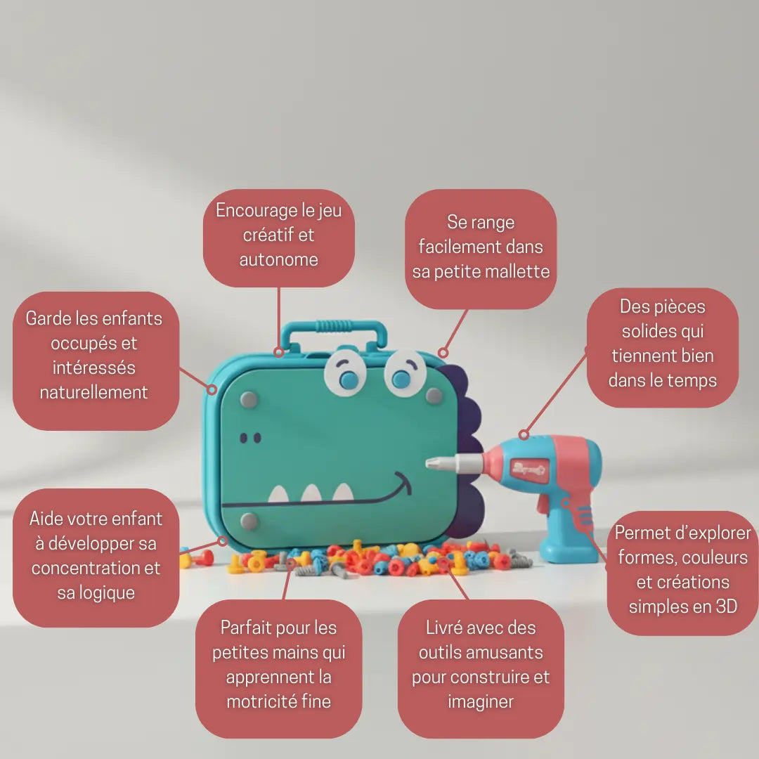 Bloomommy BricoKids™ Kit d'Outils Portable pour Petits Bricoleurs
